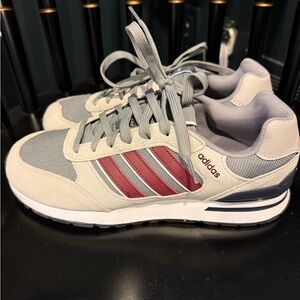 Adidas Men's Cream and Burgundy Sneakers